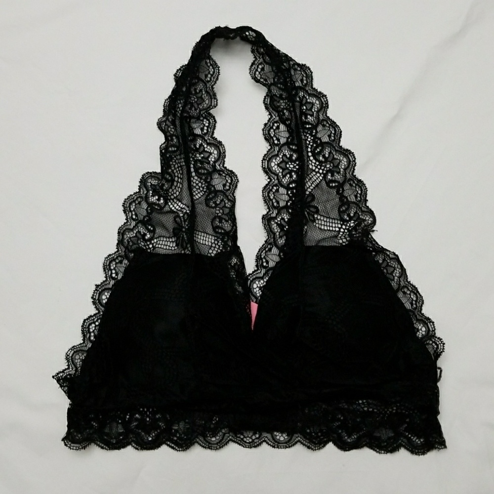 New black lace bra bralette halter top